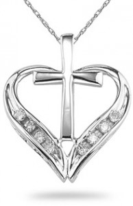 love heart cross pendant