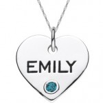 Personalized Gemstone Heart Pendant in Sterling Silver