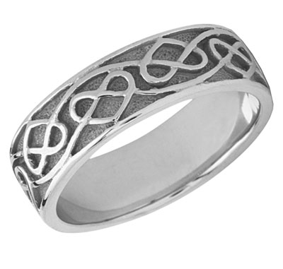 silver celtic heart knot wedding band ring